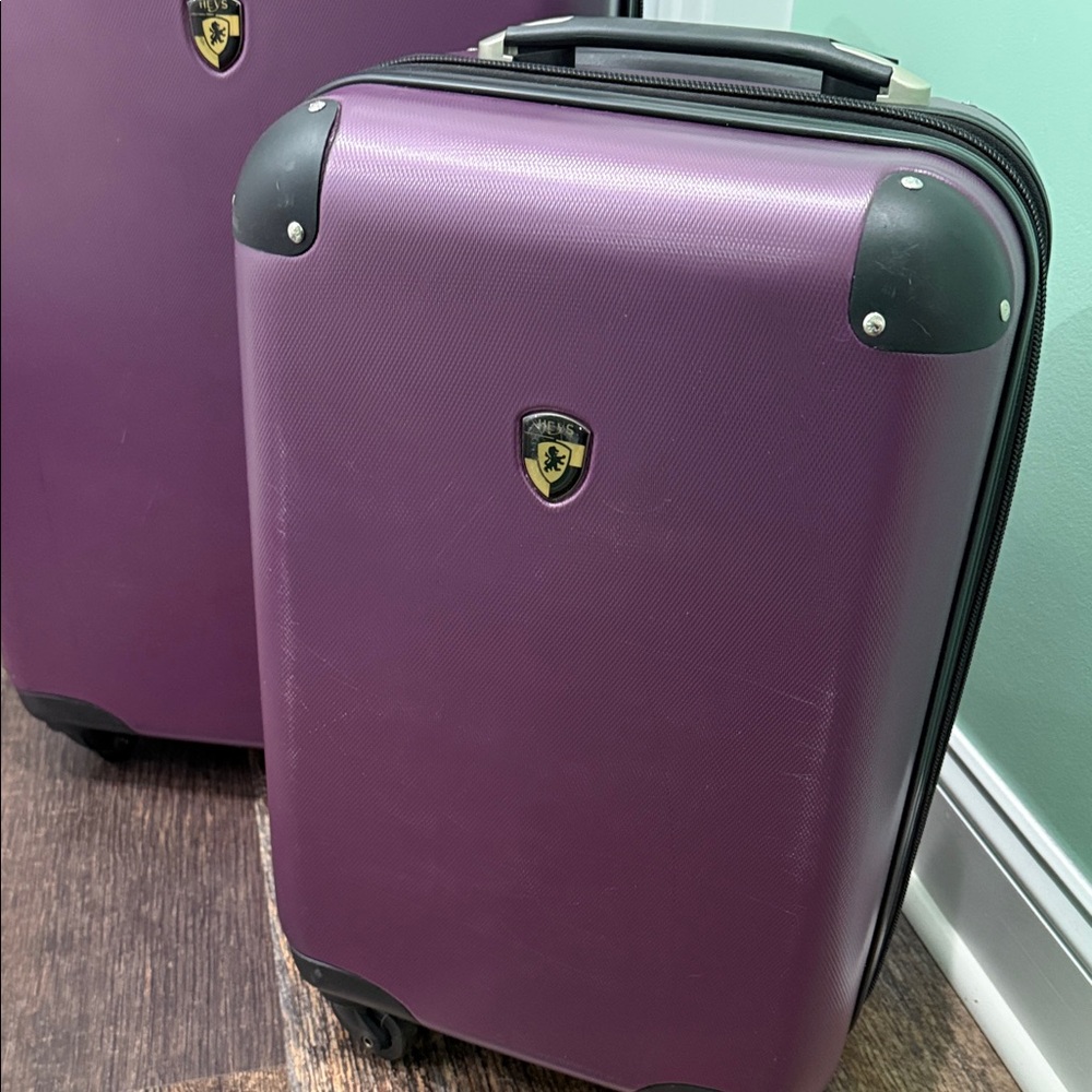 2 Piece Set Of Heys Hardside Spinner Luggage In Purple. Carry On And Checked Bag - Picture 5 of 16